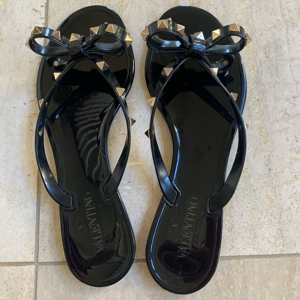 Valentino Garavani Rockstar Studded PVC Thong Sandals 39/9